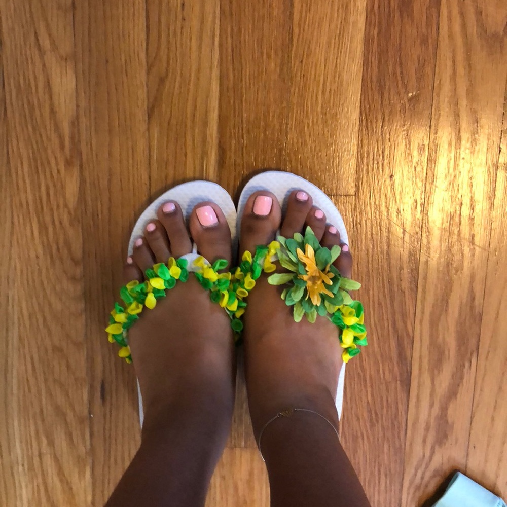 Handmade white flip flops (made them myself)